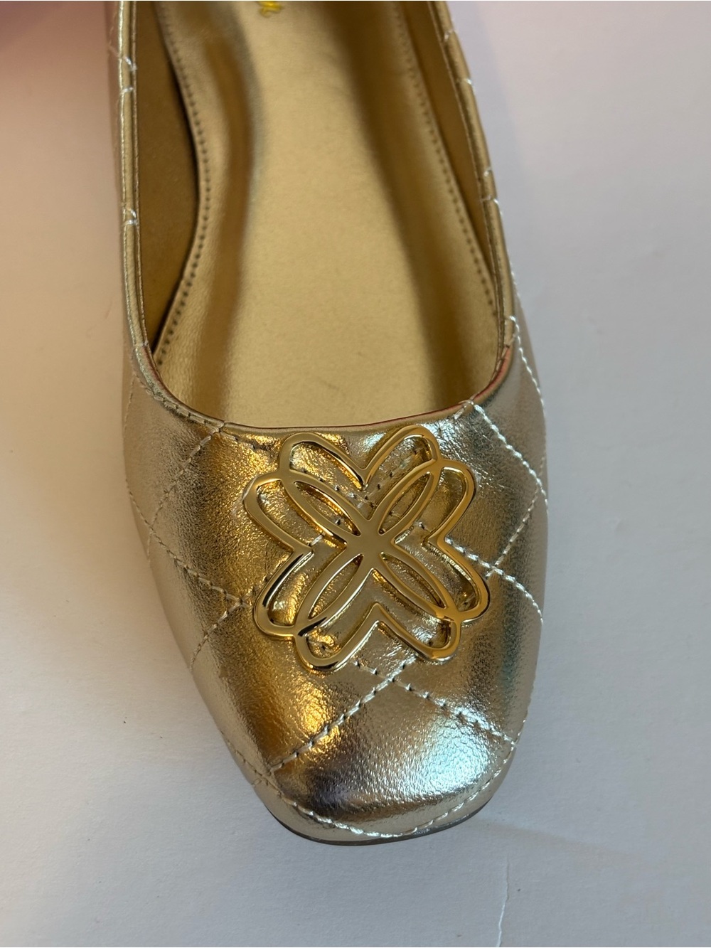 LILLY PULITZER GOLD METALLIC PATINA BALLET FLAT SHOES - Picture 3 of 7
